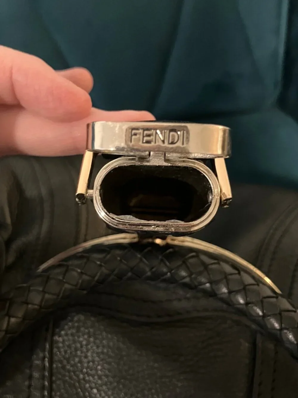 [One Owner] Vintage Fendi Small Spy Bag Black Pebbled Leather Y2K